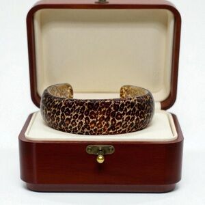 Gorgeous Venetiaurum Murano Handblown Glass Leopard Cuff Bracelet Made in Italy